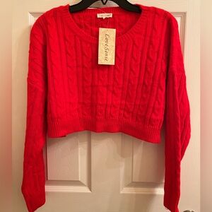 Vibrant Red Cable Knit Sweater